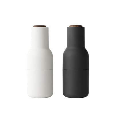 Ensemble moulins sel & poivre Bottle plastique blanc noir / Set de 2 - Silicone soft touch - Audo Co
