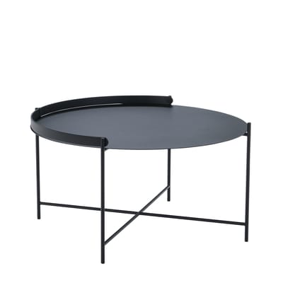 Table basse Edge métal noir / Poignée rabattable - Ø 76 x H 40 cm - Houe