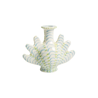 Vase Shellegance Medium céramique bleu / Bougeoir- L 19 x H 15.5 cm - & klevering