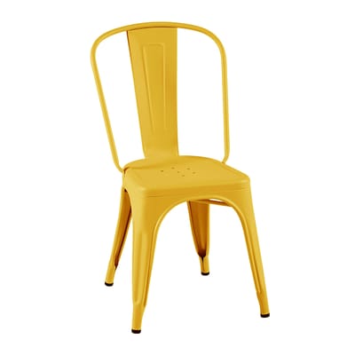 Chaise empilable A Outdoor métal jaune / Inox Couleur - Pour l'extérieur - Tolix