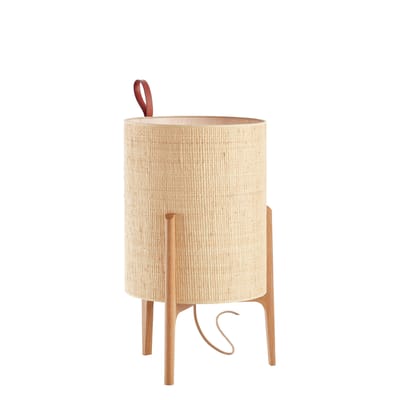 Lampe de table Greta tissu beige bois naturel / Ø 26 x H 44 cm - Carpyen