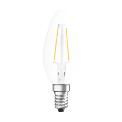 Ampoule LED E14 verre transparent / Flamme claire - 2,5W=25W (2700K, blanc chaud) - Osram