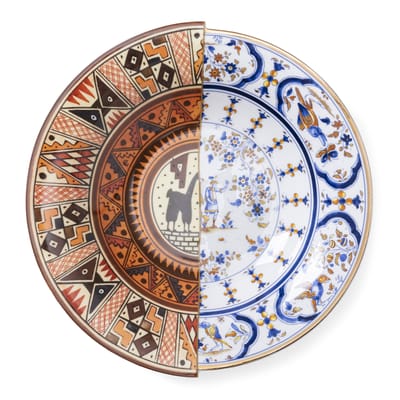 seletti - assiette creuse hybrid en céramique, porcelaine couleur multicolore 19.31 x 4.3 cm designer studio ctrlzak made in design