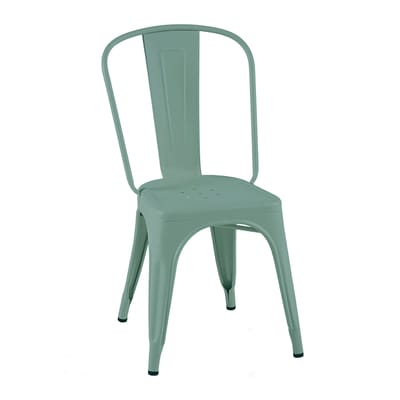 Chaise empilable A Outdoor métal vert / Inox Couleur - Pour l'extérieur - Tolix