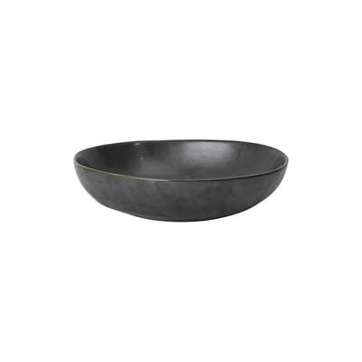 ferm living - assiette creuse flow en céramique, grès émaillé couleur noir 5 x 20 19.5 cm made in design