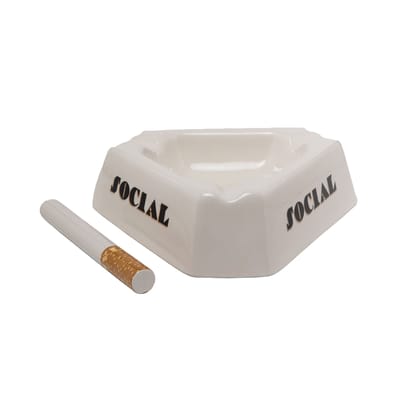 Centre de table Social Smoker céramique blanc / Coupe avec cigarette - 36 x 36 x H 10 cm - Seletti