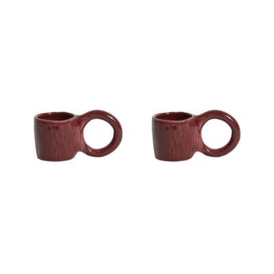 petite friture - tasse à espresso donut en céramique, faïence émaillée couleur rouge 11 x 13.39 5.5 cm designer pia chevalier made in design
