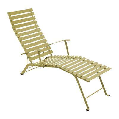 Chaise longue pliable inclinable Bistro métal vert / Accoudoirs - Fermob