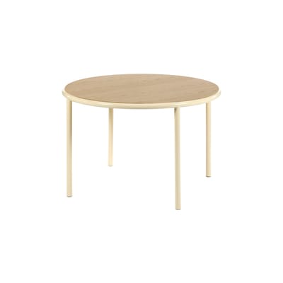 Table ronde Wooden blanc beige bois naturel / Ø 120 cm - Chêne & acier - valerie objects