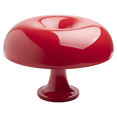 Lampe de table Nessino plastique rouge / Ø 32 x H 23 cm - Réédition 1960s - Artemide