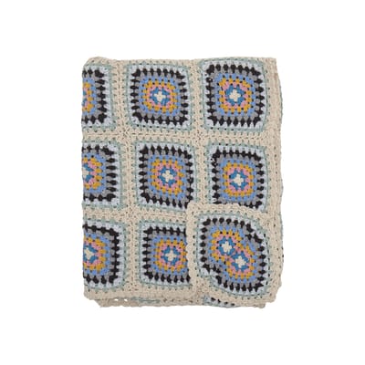Plaid Gela tissu multicolore / 150 x 125 cm - Crocheté à la main - Bloomingville