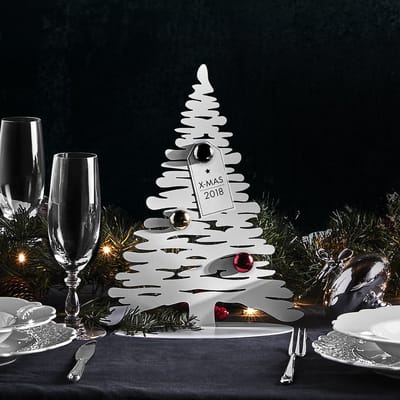 Décoration de Noël Bark Tree métal blanc / H 30 cm - Sapin en acier + 6 aimants colorés - Alessi