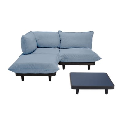 Salon de jardin Paletti Set Medium tissu bleu / Table basse + canapé L 180 cm (accoudoir gauche) - F