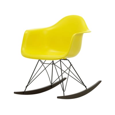 Rocking chair RAR - Eames Plastic Armchair plastique jaune / (1950) - Pieds noirs & bois foncé - Vit