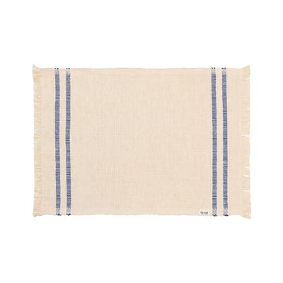 Set de table Savor tissu blanc bleu / Coton organique - 50 x 38 cm - Ferm Living