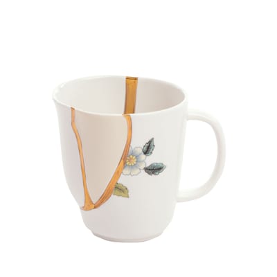 seletti - mug kintsugi en céramique, or couleur blanc 20.33 x 9 cm designer marcantonio made in design