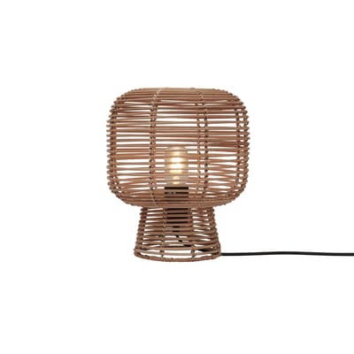 Lampe de table Tanami fibre végétale bois beige / rotin / Ø 27 x H 30 cm - GOOD&MOJO