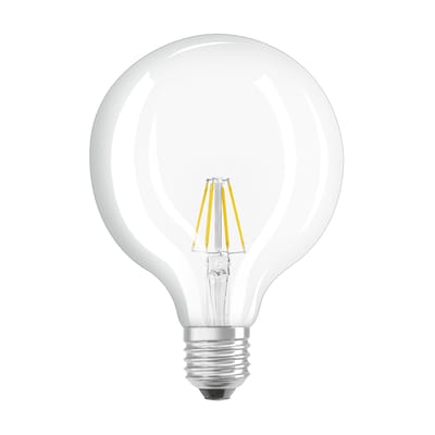 Ampoule LED E27 verre transparent / Globe clair 12,5 cm - 6,5W=60W (2700K, blanc chaud) - Osram