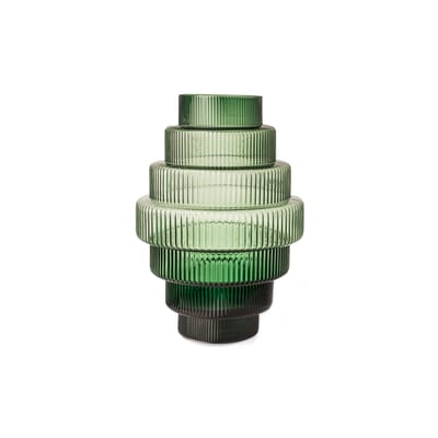 Vase Steps Medium verre vert / Ø 20 x H 30 cm - soufflé bouche - Pols Potten