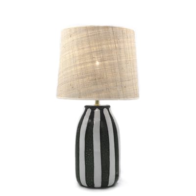 Lampe de table Palmaria Small céramique fibre végétale noir beige / H 48 cm - rabane - Maison Sarah 