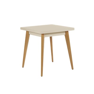 Table carrée 55 métal blanc / Pieds chêne - 70 x 70 cm - Tolix