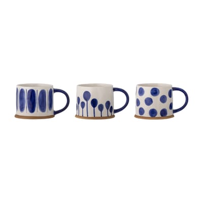 Mug Linora céramique bleu / Set de 3 - Grès - Bloomingville