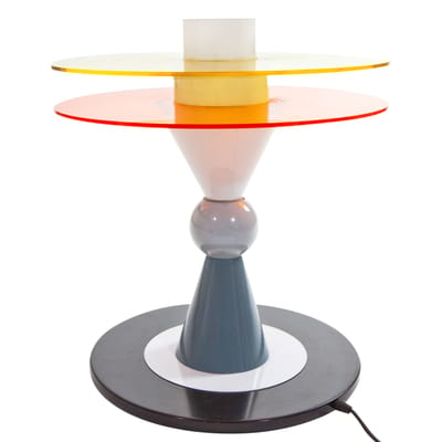 Lampe de table Bay métal verre multicolore by Ettore Sottsass / 1983 - Memphis Milano