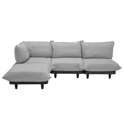 Canapé de jardin 4 places Paletti set tissu gris / Accoudoir gauche - L 280 x 190 cm - Fatboy