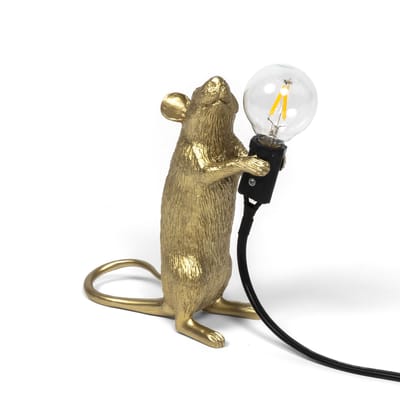 Lampe de table Mouse Standing #1 / Souris debout plastique or - Seletti