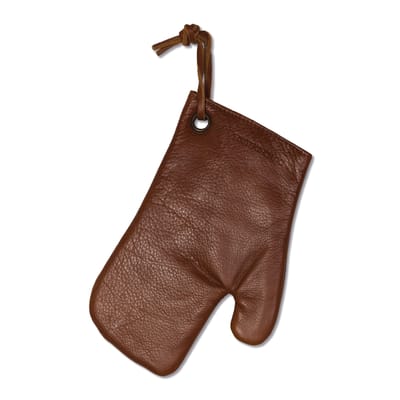 dutchdeluxes - gant de cuisine tabliers en cuir, cuir pleine fleur couleur marron 14.42 x cm made in design