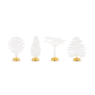 Marque-place Barkplace Tree métal blanc / Set de 4 sapins en acier - H 4 cm - Alessi