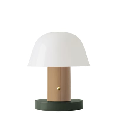 Lampe sans fil rechargeable Setago JH27 plastique vert beige / by Jaime Hayon - &tradition