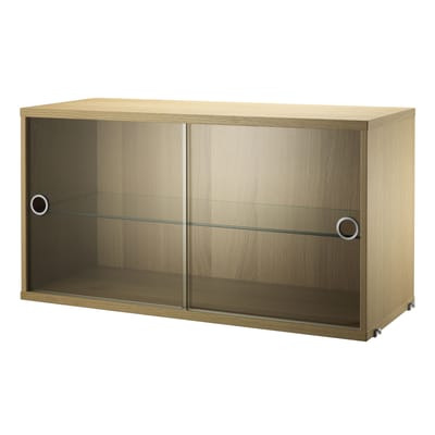 Caisson String® System verre transparent bois naturel / 2 portes vitrées - L 78 x P 30 cm - String F