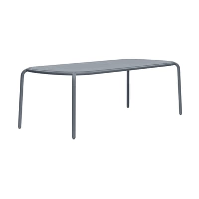 Table rectangulaire Toní métal gris / 220 x 99 cm - Trou pour parasol + bougeoir amovible - Fatboy