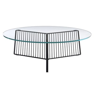 Table basse Anapo métal verre noir transparent / Ø 80 cm - Driade
