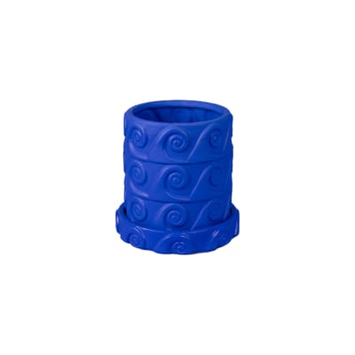 Pot de fleurs Magna Graecia - Onda céramique bleu / Avec soucoupe - Ø 24 x H 23 cm - Terre cuite - S