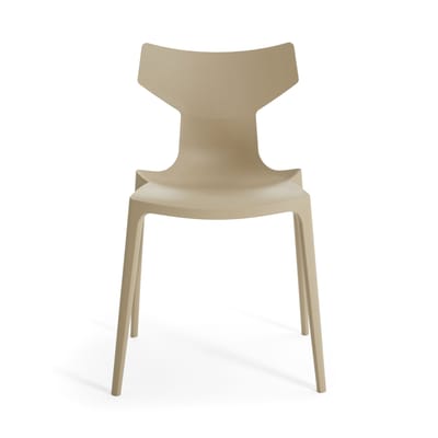 Chaise empilable Re-Chair plastique beige / Matériau recyclé - Antonio Citterio, 2022 - Kartell