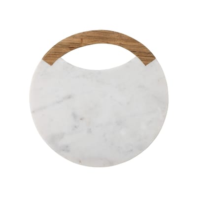 bloomingville - planche à découper cuisine blanc 30 x 1.5 cm pierre, bois d'acacia