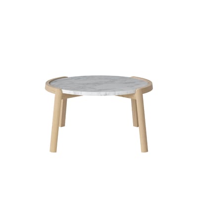 Table basse Mix pierre blanc bois naturel / Ø 65 x H 35 cm - Chêne & marbre - Bolia