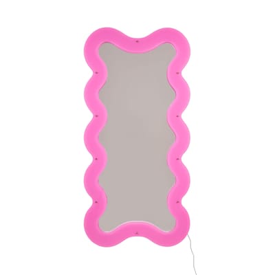 Miroir lumineux avec prise Supercurve - Tall plastique rose / LED - L 90 x H 185 cm - Seletti