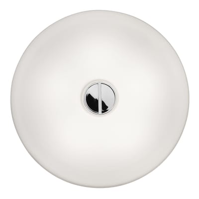 Applique d'extérieur Mini Button OUTDOOR plastique blanc / Plafonnier - Ø 14 cm - Flos