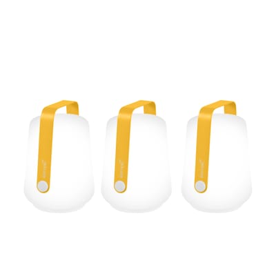 Lampe extérieur sans fil rechargeable Balad métal plastique jaune / H 13,5 cm - Set de 3 - Fermob