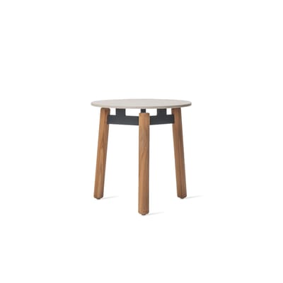 Table d'appoint Lento céramique blanc bois naturel / teck - Ø 45 x H 44 cm - Vincent Sheppard
