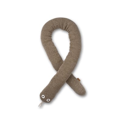 Coussin Snake Roy tissu marron beige / Tour de lit - Laine mérinos tricotée / L 150 cm - Ferm Living