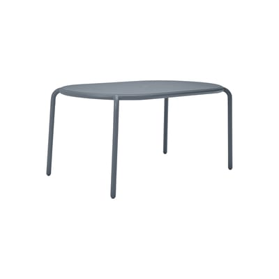 Table ovale Toní métal gris / 160 x 90 cm - Trou pour parasol + bougeoir amovible - Fatboy