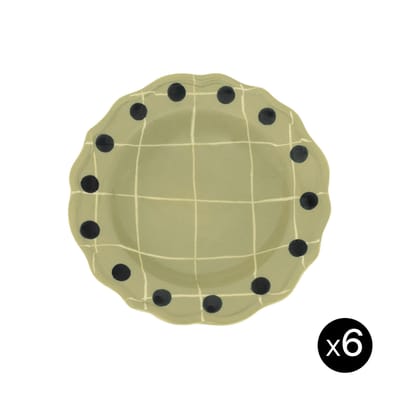 Assiette creuse Quadri céramique vert / Set de 6 - Ø 23 cm / Peint à la main - Bitossi Home