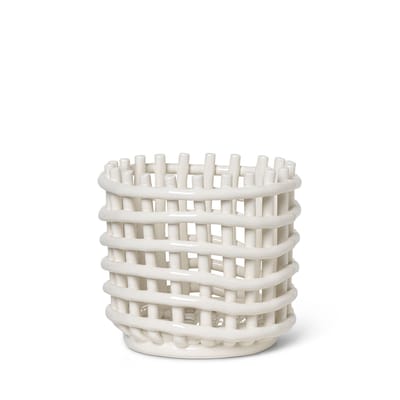 ferm living - corbeille ceramic en céramique couleur blanc 19.83 x 14.5 cm designer trine andersen made in design