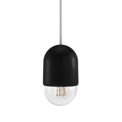 hartô - suspension luce noir 19.83 x 18 cm designer mickael  koska bois, chêne massif teinté
