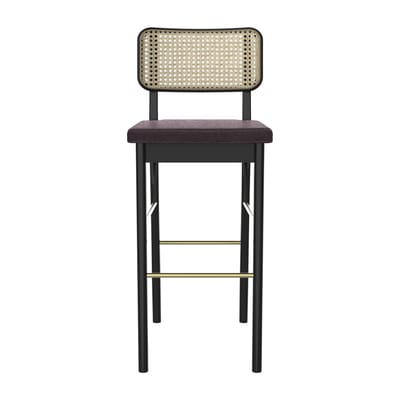 Chaise de bar rembourrée Cannage fibre végétale bois naturel / H 65 cm - RED Edition
