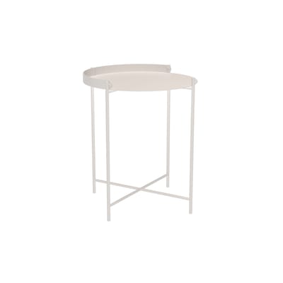 Table d'appoint Edge métal blanc / Poignée rabattable -Ø 46 x H 53 cm - Houe